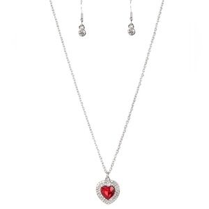 Paparazzi Red Valentine Taken w/ Twinkle Rhinestone Dainty Necklace Earring Set